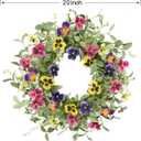 WreathDream Spring Wreaths for Front Door Pansy Wreath with Colorful Pansy for Front Door Indoor Outdoor Farmhouse Home Porch Wall Window Festival Wedding Decoration