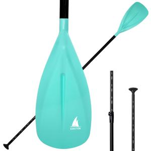 SUP Paddle - 3-Piece Adjustable Aluminium SUP Paddle with Glass Fiber Blade for Surfing, Floating, Water Sports (Turquoise)