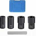 5PCS Lug Nut Removal Tool, 17/19/21/22MM Impact Bolt Extractor Set, CR-MO Steel Wheel Lock Removal Kit for Damaged/Rusted Nuts, Compatible with 1/2" Drive Impact Wrench