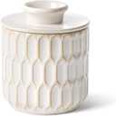 Butter Crock for Counter with Water Line and lid, Ceramic Butter Keeper for Spreadable Soft Butter, Container Holder for Kitchen and Home Decor, Beige