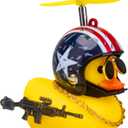 wonuu Rubber Yellow Duck Car Ornaments Cool Duck Car Dashboard Decorations with Propeller Helmet Sunglasses (Stars&Stripes-Yellow G)