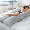 QUEEN ROSE Extra Long U Shaped Body Pillow, Cooling Pregnancy Pillows for Sleeping, 65 Inch Full Body Support Maternity Pillow for Adults, Support for Back, Hip, Legs for Pregnant Women, Grey, X-Large