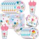 141Pcs Space Party Supplies for Boys Baby Shower 1st 2nd Birthday Party Decorations Blue Moon Star Outer Space Planet Theme Plates Napkin Cups Forks Knives Tableware Set for 20 Guests