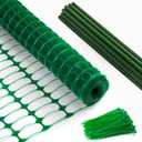 Temporary Fence Plastic Fence with Posts,40" x100' Safety Barrier for Dogs Snow Mesh Fencing with Steel Stake 4Ft Movable Portable Fencing Fence Roll 40In High for Garden Backyard Outdoor (Light Green)