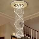7PM Chandelier for Staircase, Crystal Foyer Chandelier High Ceiling, Modern Raindrop Chandeliers Flush Mount Ceiling Light Fixture for Spiral Staircase, Foyer, Entryway, High Ceiling W25.6 X H 98.4", D26"xH98"