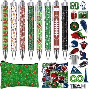 Football Stationery Set Football Lover Gifts 0.5mm Ballpoint Pens,Pencil Bag,Stickers for Office School Supplies Gifts