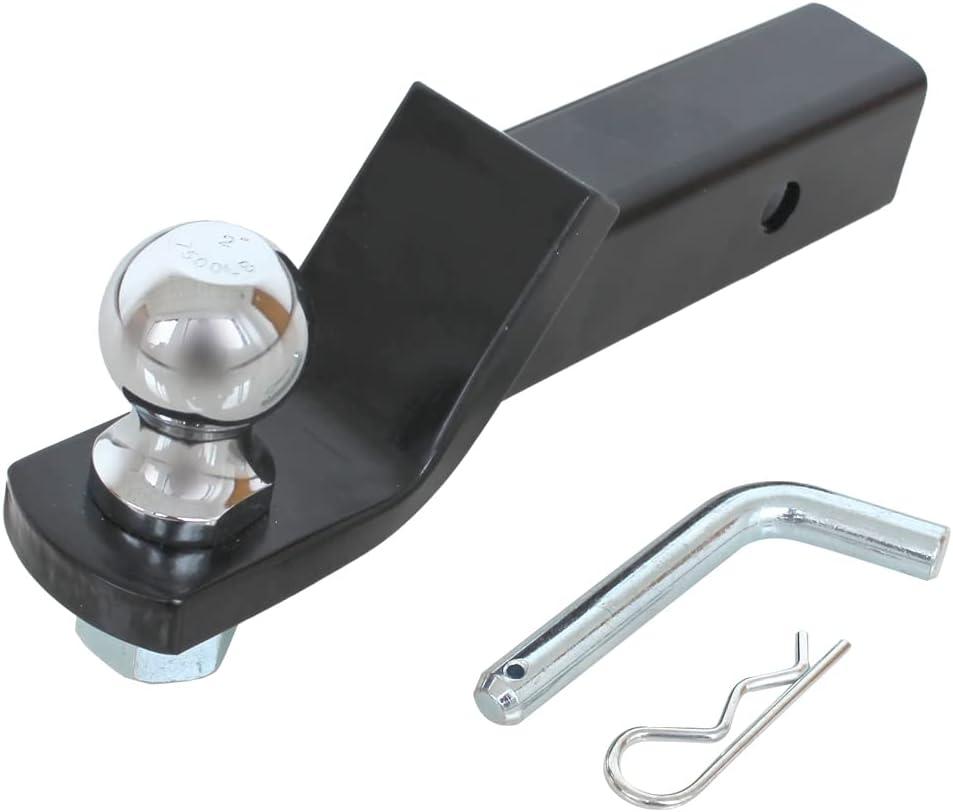 MaxxHaul 50547 Trailer Hitch Mount with 2 inch Ball and Pin - Fits 2 inch Receiver 2 inch Drop 7,500 lbs Capacity