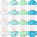 Xinnun 12 Skeins 1116 Yards Chenille Velvet Soft Thick Plush Yarn Bulk for Crocheting Knitting Blanket DIY Weaving Craft, 6mm, 3.5 Oz/Skein(Green Series)