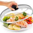 Bezrat Microwave Glass Plate Cover | Splatter Guard Lid with Easy Grip Silicone Handle Knob | 100% Food Grade | BPA Free and Dishwasher Safe | Fits Plates and Bowls 11 x 2 inches (Black)