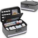 Damero Locking Pill Bottle Organizer with Inner Dividers, Medicine Storage and Organizer Bag Combination Lock for Medicine, Vitamins and Medical Supplies, Gray