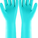 Elgood Reusable Dishwashing Cleaning Gloves with Latex free, Cotton lining,Kitchen Gloves 2 Pairs, blue Medium
