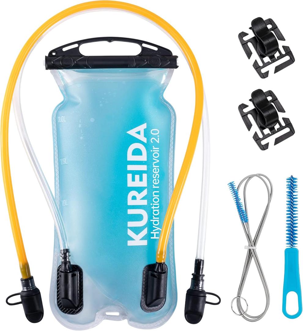 Dual Hydration Bladder 2 Liter,Water Bladder for Hiking Backpack Leak Proof,Water Reservoir for Hydration Pack,BPA Free,Carry Water and Electrolytes,TPU Material