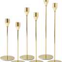 6Pcs Lemon Gold Candlestick Holders, Tall Taper Candelabra Stands fits 3/4 inch Thick Pillar Candle Stick, Elegant Decor Set for Table Centerpiece, Floor, Fireplace as Date, Festival, Fitting.