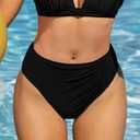 YELAIVP Women's High Waisted Bikini Bottom Tummy Control Ruched Bathing Suit Bottom Full Coverage Swimsuit Bottoms (Black, S)