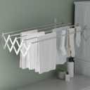 Laundry Drying Rack Wall Mount - Towel Rack Collapsible, Retractable Drying Rack Easy Install Space Saving with 5 Drying Rods, 32"