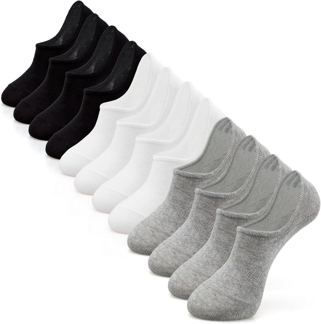 IDEGG No Show Socks Women & Men Low Cut Ankle Short Athletic Running Casual Invisible Liner Socks (Large, A_6 Pairs(2 Black, 2 Gray, 2 White))