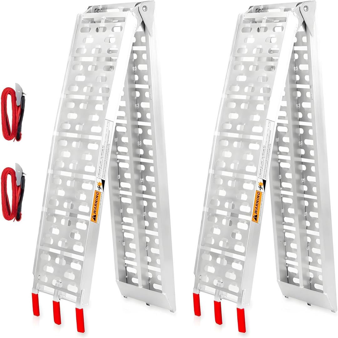 7.5 FT Aluminum Loading Ramps for Pickup Trucks (2 Pack)  1500 lbs Capacity, Portable ATV, UTV, Motorcycle, Lawn Mower & Dirt Bike Ramp Set