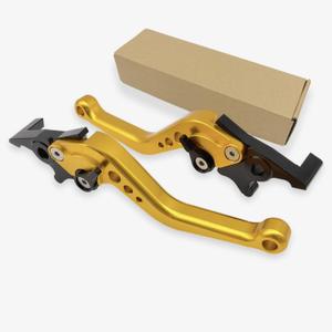 Motorbike Brake Lever,1 Pair Universal Adjustable Aluminum Modification Double Disc Clutch Brake Levers for Most Motorcycle Scooter Electric Bike (Gold)