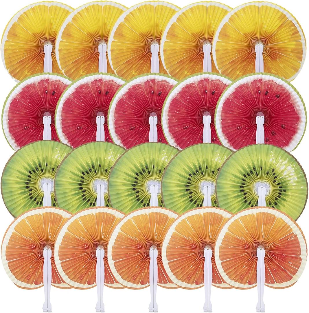 20 Pcs 10" Fruits Decorations Round Paper Folding Hand Fans Handheld,Foldable Chinese and Japanese Fans Bulk for Gifts,Weddings Festival,Birthday,Summer,Party Favors,School Cultural Shows