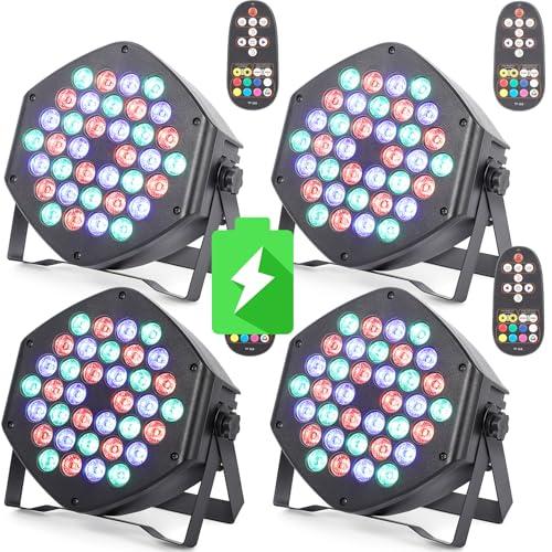 Wireless Rechargeable Par Can Lights 4 Pack Wireless Led Uplights Battery Powered Uplighting RGB 36W Stage Lighting for Events Dj Wedding Party Litake