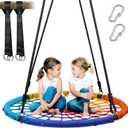 Trekassy 750lbs 40" Spider Web Saucer Tree Swing for Kids Adults, Outdoor Net Swing with Steel Frame and 2 Hanging Straps-Rainbow (Patented)