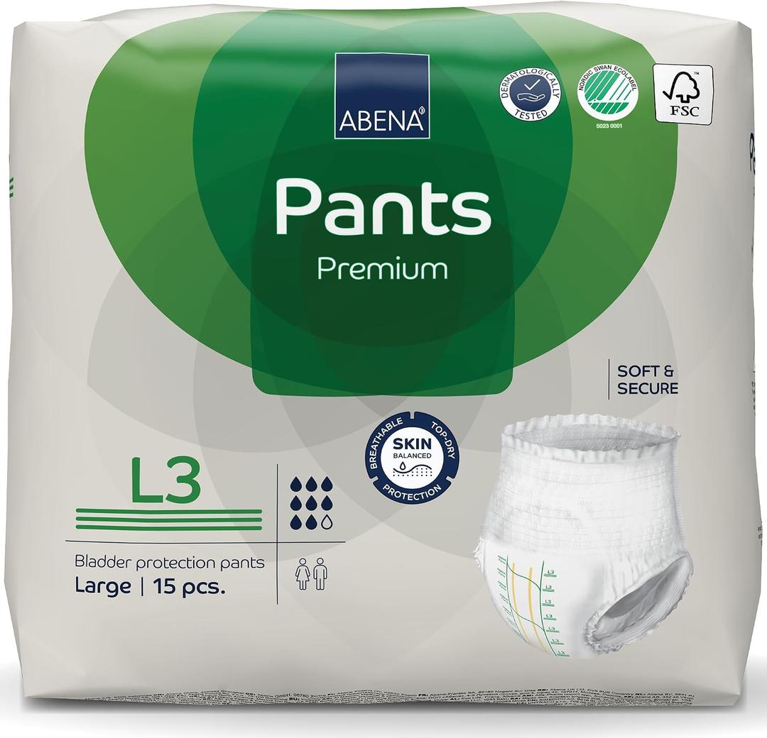Abena Premium Incontinence Protective Underwear, Abena Pants, Pull-ups, Heavy Absorbency, Level 3, Large, 90 Count