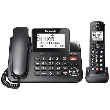 Panasonic Corded/Cordless Phone with Advanced Call Block, 2Way Recording and Digital Answering Machine, 1 Handset Expandable up to 6 Cordless Handsets  KXTGF850B (Black)