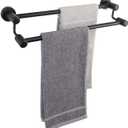 TocTen Double Bath Towel Bar - Thicken SUS304 Stainless Steel Towel Rack for Bathroom, Bathroom Accessories Double Towel Rod Heavy Duty Wall Mounted Towel Holder (Matte Black, 16 in)
