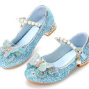 Girls Dress Shoes Mary Jane Princess Shoes Girls' Flats Glitter Low Heels Flower Wedding Party Footwear  25 Size
