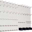 Peg Board for Wall 48x24 inch with 63 Pcs Hooks Accessories, Garage Storage Pegboard Wall Organizer, Metal Pegboard Panels with Hooks, Modular Mounted Control Peg Board Tool Organization (White)