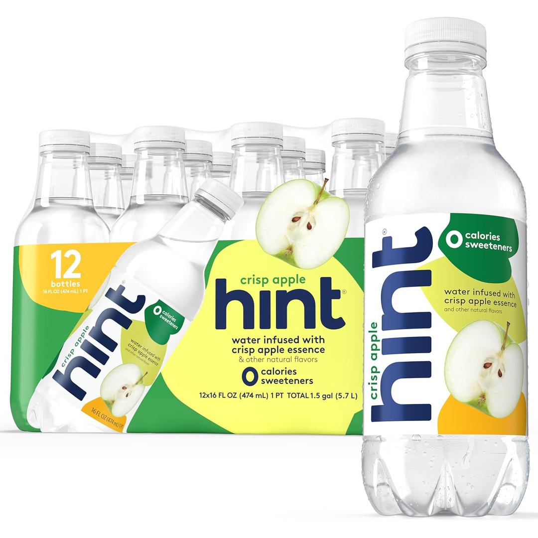 Hint Fruit-Infused Bottled Water, Crisp Apple - Sugar Free Flavored Water with Zero Calories, Naturally Flavored, and No Artificial Sweeteners - 16 Fl Oz (Pack of 12) BB 20JUL27