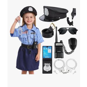 Police Costume for Kids,Police Officer Costume for Girls,Halloween Costumes for Kids Ages 5-10,Toddler Cop Costumes 5-6 Years (3+)