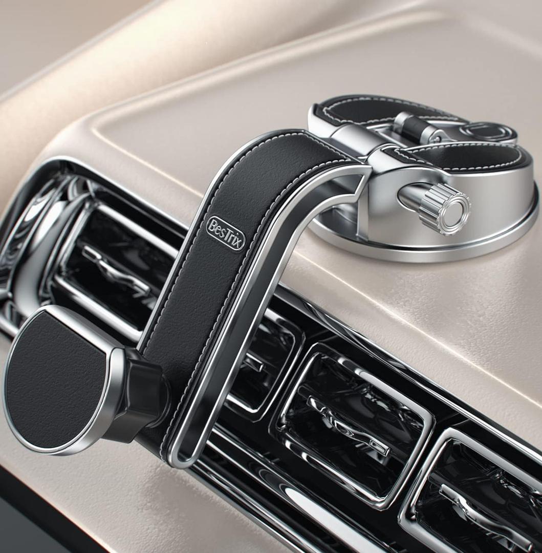 Bestrix Premium Magnetic Phone Mount for Car  Car Phone Holder Mount [Powerful Magnets & Upgraded Suction] Fits All Cars, Installs in Seconds  Holds All Phones including 6.7" (Black)