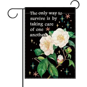 4 x White Camellia Flower Inspirational Decorative Garden Flag