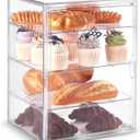 Pastry Display Case, Large Bread Box for Kitchen Countertop, 4 Layers Adjustable Bakery Display Case, Clear Breadbox for Baked Goods Cookie Dessert Cupcake Kitchen Counter 15.5x11.4x9.9 Inch