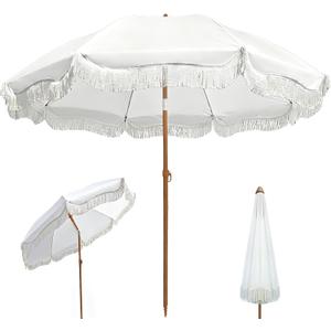 6.5ft Fringe Patio Umbrella Boho Outdoor Yard Umbrella