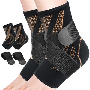 Ankle Guards,1 Pairs Ankle Brace for Women & Men,Ankle Compression Sleeve with Strap ,Volleyball Ankle Support Brace for Women & Men,foot support brace for pain,plantar fasciitis compression socks for women & Men (Medium, Classic Copper)