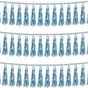 3P Light Blue Foil Fringe Metallic Tassel Streamers Banner Tassel Garland for Parade Floats, Bachelorette, Wedding, Birthday, Halloween, Christmas, Bridal/Baby Shower Party Decorations
