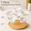 7-Piece Divided Serving Tray Set for Party, 12-Inch Rotating Serving Tray for Dining Table with Removable Dividers, Lazy Susan Platter for Charcuterie, Appetizers & Snacks
