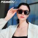 FEISEDY Vintage Square 70s Flat Aviator Sunglasses Women Men Classic Retro Stylish Frame UV400 Sunglasses B2622