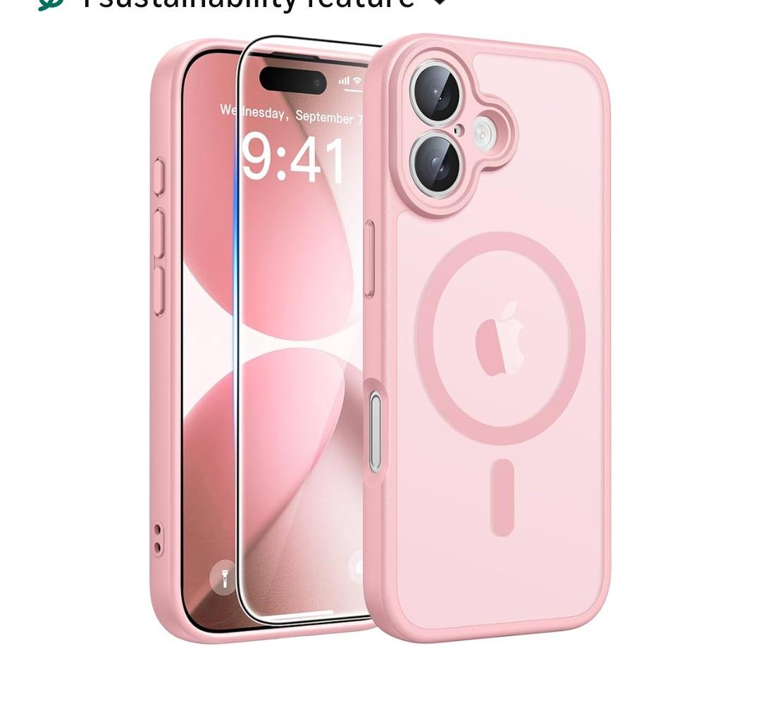 FNTCASE for iPhone 17 Case: [Compatible with Magsafe] Translucent Matte Cases with [Full Camera Protection] [Screen Protector] Military Grade Shockproof Protective Phone Cover - Light Pink