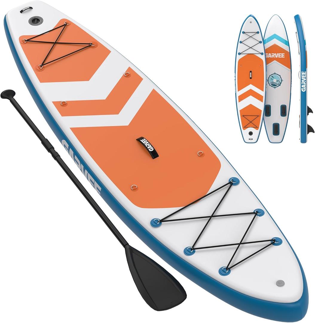 Inflatable Paddle Board for Adults, 10 ft 6 in/11 in Inflatable Stand Up Paddle Board with Premium Accessories, Non-Slip EVA Deck, Ultra-Light Carry Bag, Pump, SUP Board for Adult (Rose Red, 10.6 ft) (Orange)