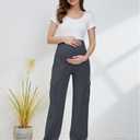GLAMIX Women's Maternity Cargo Pants with Four Pockets Over The Belly Scrub Pants Pregnancy Clothes(Dark Gray, S) 