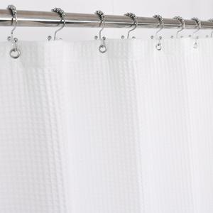 Barossa Design Cotton Blend Shower Curtain Honeycomb Waffle Weave, Soft & Hotel Spa, Washable, White, 72 x 72 inch