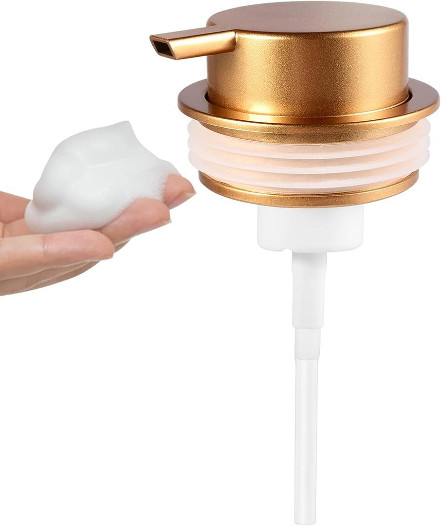 Upgrade Your Soap Dispenser with LALA DOLCE Rust-Proof Gold Plastic Pump Replacement - Wide Mouth Dispensers (Gold, Foam Pump)