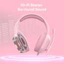 Gaming Headset with Microphone for Pc, Xbox One Series X/s, Ps4, Ps5, Switch, Stereo Wired Noise Cancelling Over-Ear Headphones with Mic, RGB, for Computer, Laptop, Mac, Nintendo (Pink)