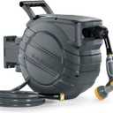 Retractable Garden Hose Reel 1/2 in x 100 ft, 2025 Upgraded Dual Ratchet Lock UV & Freeze Protection Brass Seal Slow Retraction Anti-Tangle Hose 180°Swivel Reinforced Scaffold Wall Mount