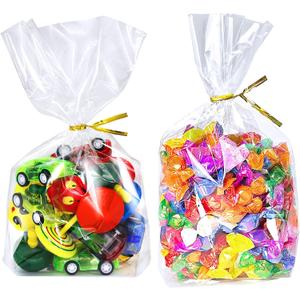 PigPotParty 6"x 9", 100Pcs Bottom Gusset Bags, Clear Plastic Cellophane Treat Goodie Bags with Ties for Party Favor, Candy, Cookie, Popcorn, Small Gift Wrapping (No Side Gusset) (6x9 Inch (Pack of 100))