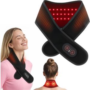 Cordless Heated Neck Massager Wrap  Portable Neck Heat & Vibration Scarf with 3 Heat & 3 Vibration Levels, Soft Wearable Neck Pad for Everyday Comfort, Ideal for Home (Massager Wrap B)