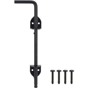 12" Cane Bolt Heavy-Duty Drop Rod for Gate, Gate Ground Latch for Wooden Fences Metal Gates Doors, Metal Gates Doors Stopper for Gate Ground, Wrought Iron Gate Latches, Black Finish(1 Pack)